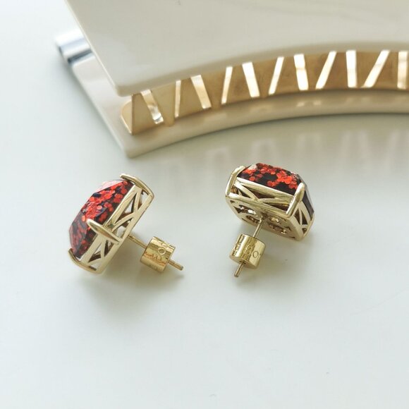 Alicia Bonnie Sugarcube Red Red Glitter Earrings - Picture 4 of 4